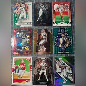 🏈 Joe Namath NFL National Football League Sports Trading Cards, Qty 9, Lot #1